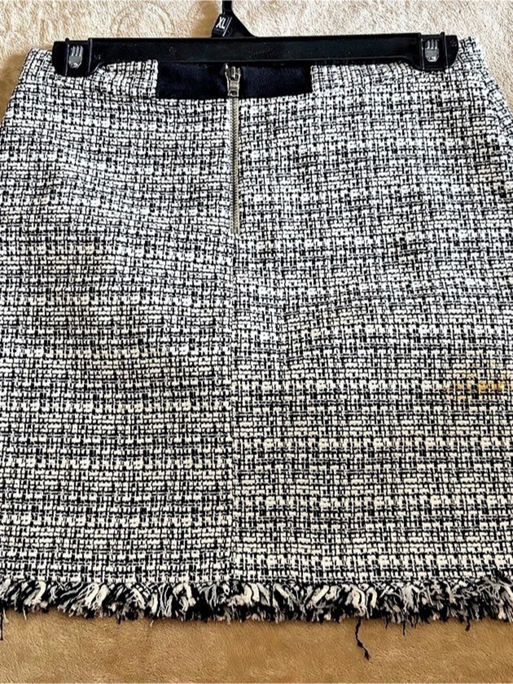 alice + olivia Checkered Fringe Mini Skirt Size 0 Like New
